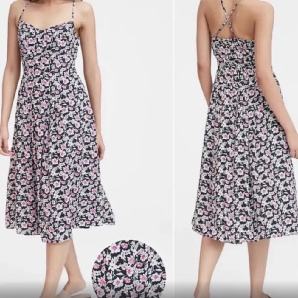 BANANA REPUBLIC | Floral Pin-tuck midi dress. Size 12